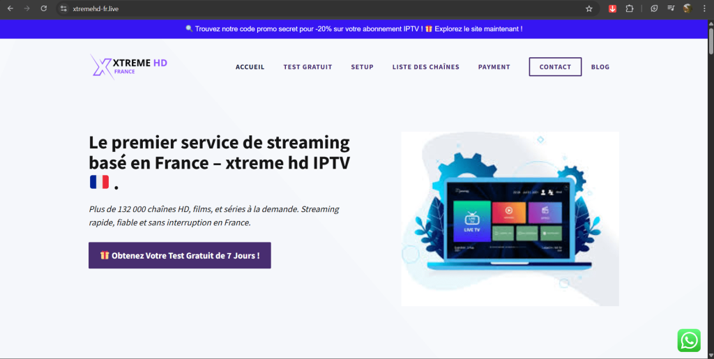Tableau des caractéristiques de Xtreme HD IPTV
