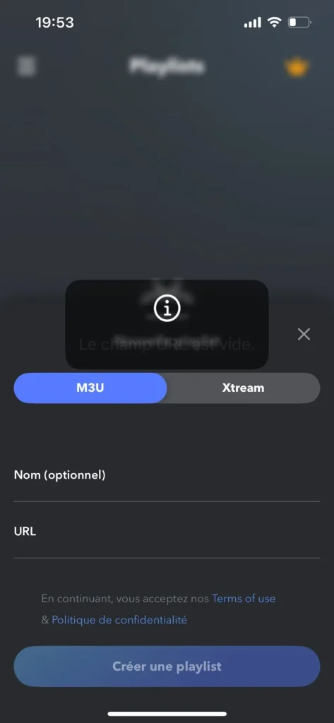 codes M3U ou Xtream Code