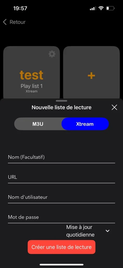 entrez les nouvelles informations de fournisseur d'IPTV